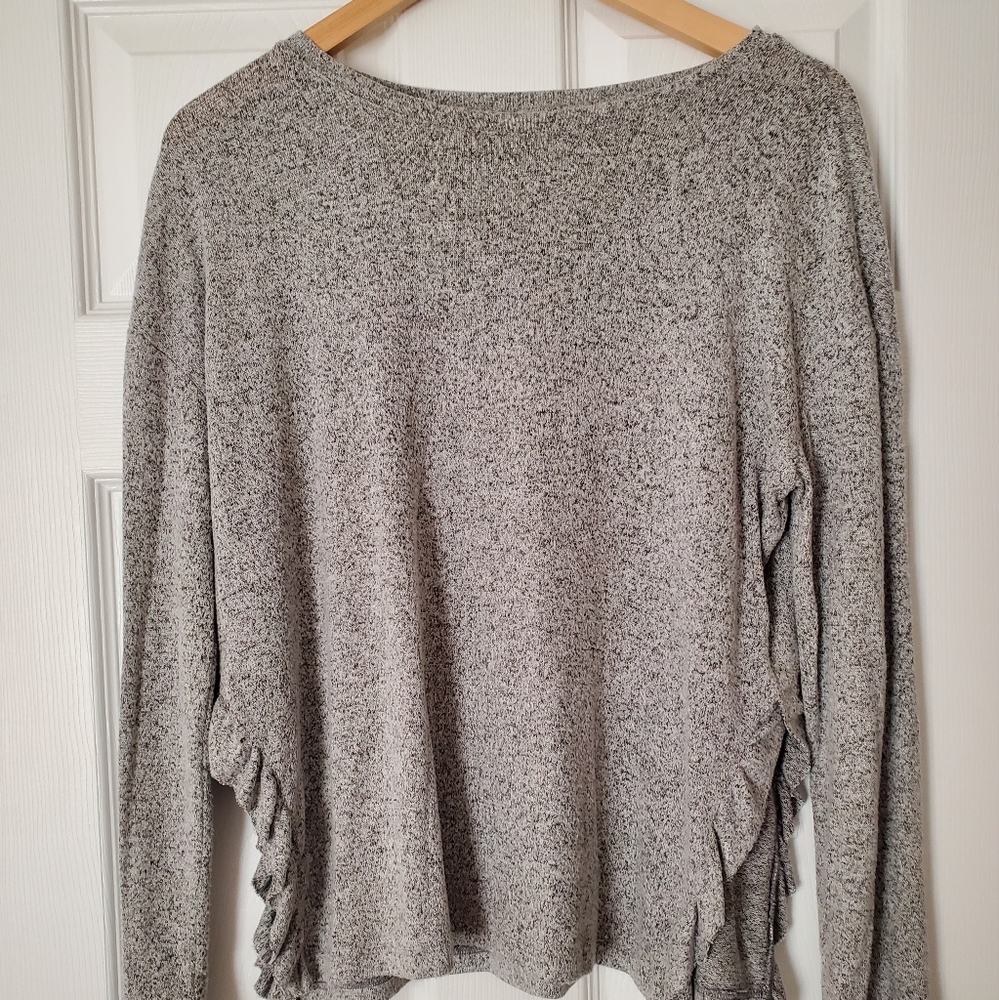 LC Lauren Conrad gray ruffle trim sweater